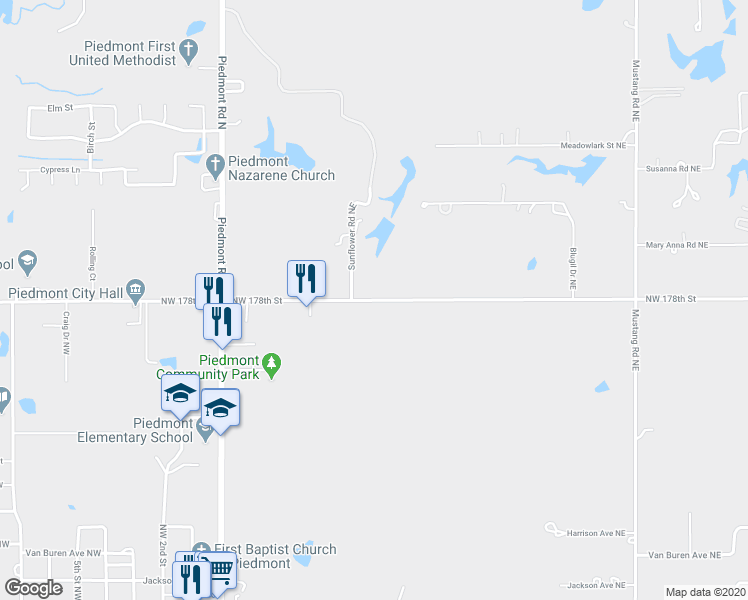 map of restaurants, bars, coffee shops, grocery stores, and more near 602 Edmond Road Northeast in Piedmont