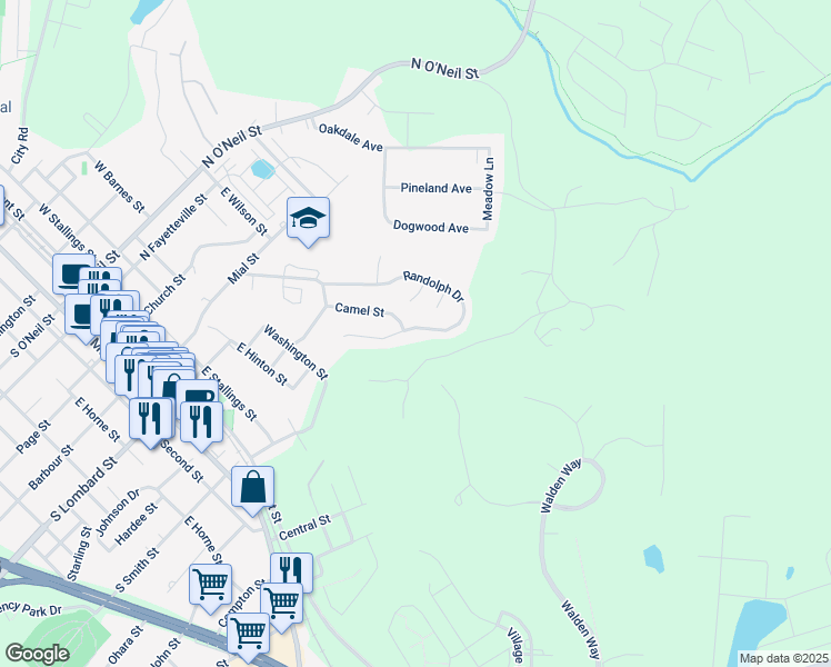 map of restaurants, bars, coffee shops, grocery stores, and more near 515 Randolph Drive in Clayton