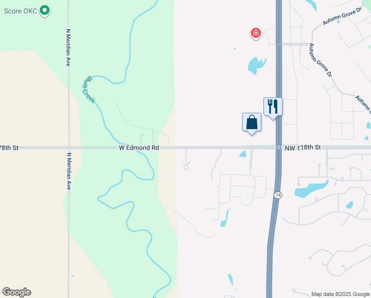 map of restaurants, bars, coffee shops, grocery stores, and more near 4208 Northwest 178th Street in Edmond