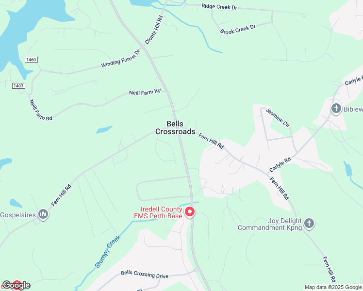 map of restaurants, bars, coffee shops, grocery stores, and more near State Road 1303 in Iredell County