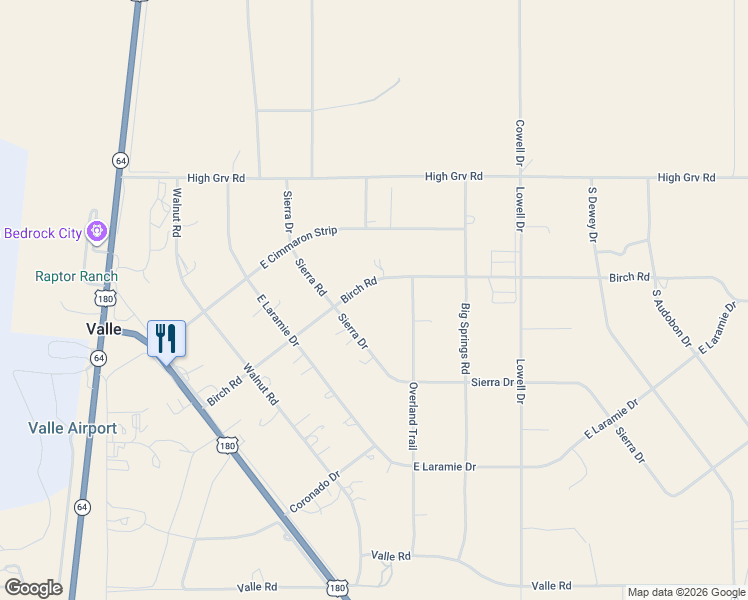 map of restaurants, bars, coffee shops, grocery stores, and more near 642 Birch Road in Williams