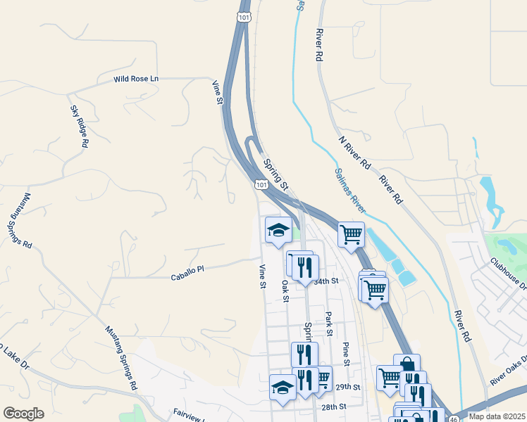 map of restaurants, bars, coffee shops, grocery stores, and more near 515 Fein Avenue in Paso Robles