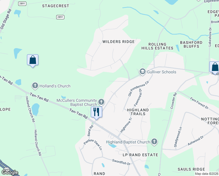 map of restaurants, bars, coffee shops, grocery stores, and more near 207 Rand Road in Raleigh