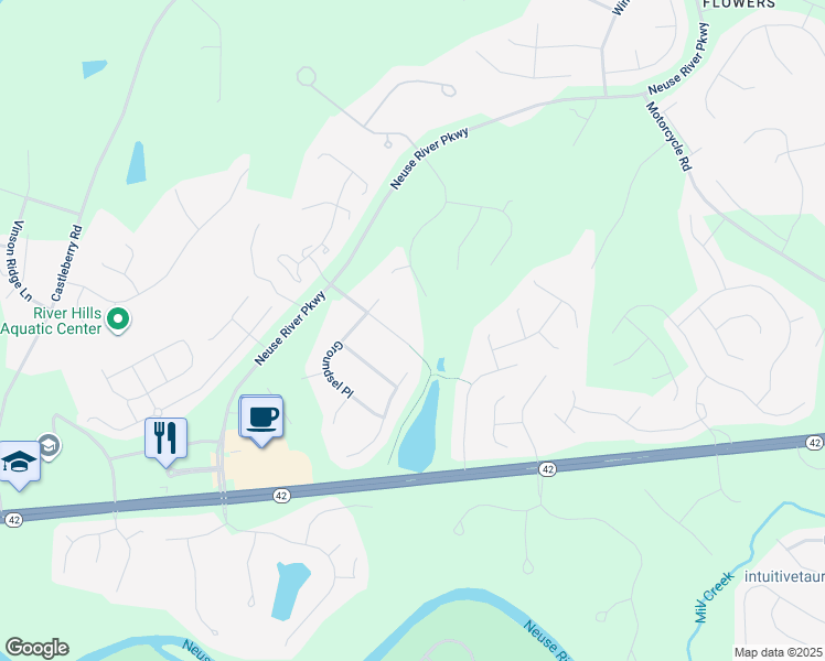 map of restaurants, bars, coffee shops, grocery stores, and more near 139 Lily Crossing in Clayton