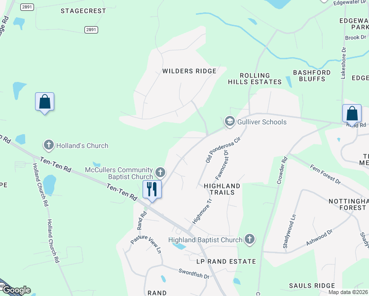 map of restaurants, bars, coffee shops, grocery stores, and more near 207 Rand Road in Raleigh
