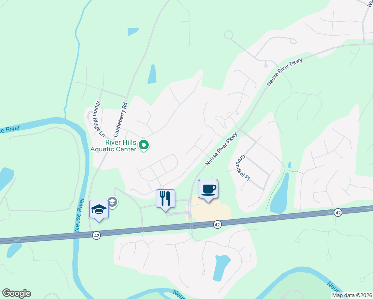 map of restaurants, bars, coffee shops, grocery stores, and more near 24 Pathway Drive in Clayton