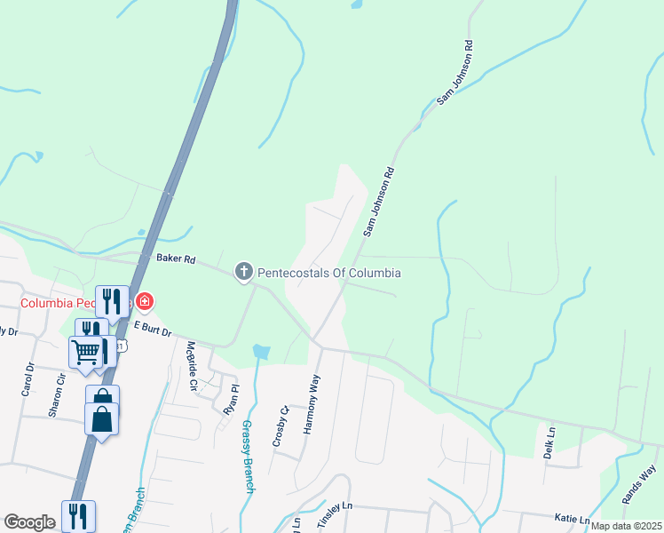 map of restaurants, bars, coffee shops, grocery stores, and more near 3000 Viewpointe Way in Columbia