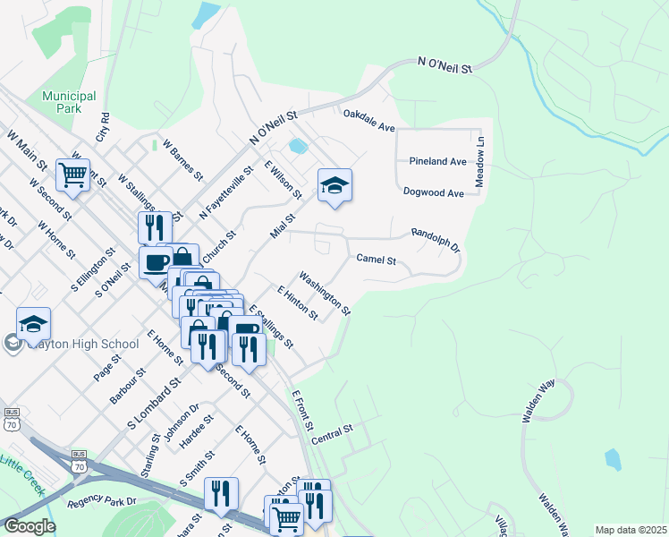 map of restaurants, bars, coffee shops, grocery stores, and more near 532 Cooper Street in Clayton