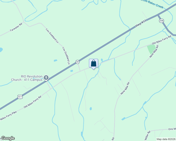 map of restaurants, bars, coffee shops, grocery stores, and more near 5832 Old Niles Ferry Pike in Greenback