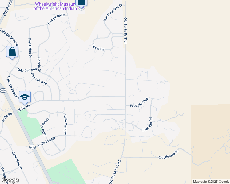 map of restaurants, bars, coffee shops, grocery stores, and more near 895 East Zia Road in Santa Fe