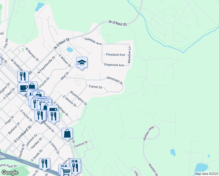 map of restaurants, bars, coffee shops, grocery stores, and more near 63 Herndon Court in Clayton