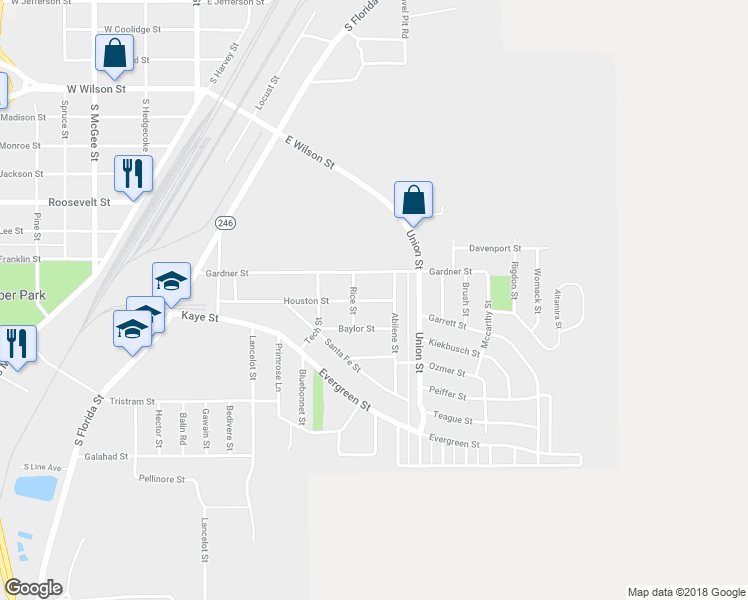 map of restaurants, bars, coffee shops, grocery stores, and more near 407 Houston Street in Borger