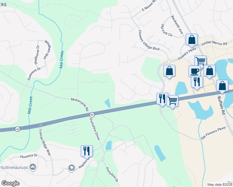 map of restaurants, bars, coffee shops, grocery stores, and more near 177 Kollinova Drive in Clayton