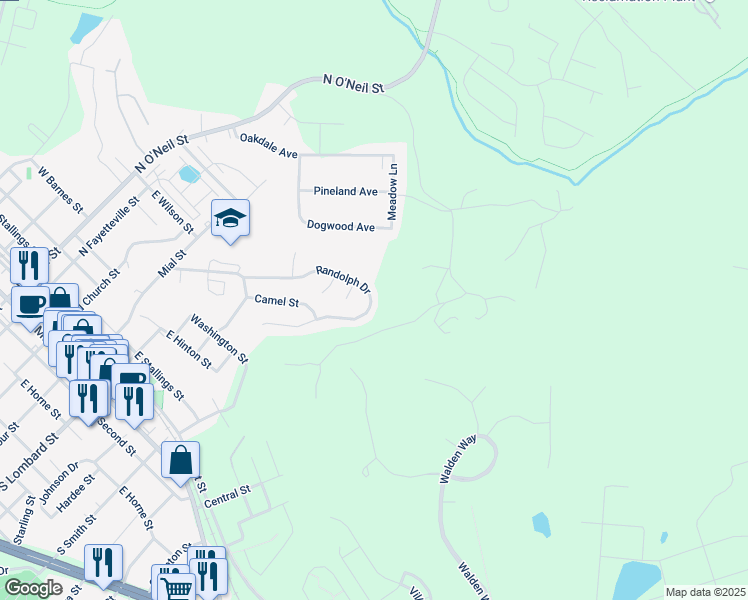 map of restaurants, bars, coffee shops, grocery stores, and more near 515 Randolph Drive in Clayton