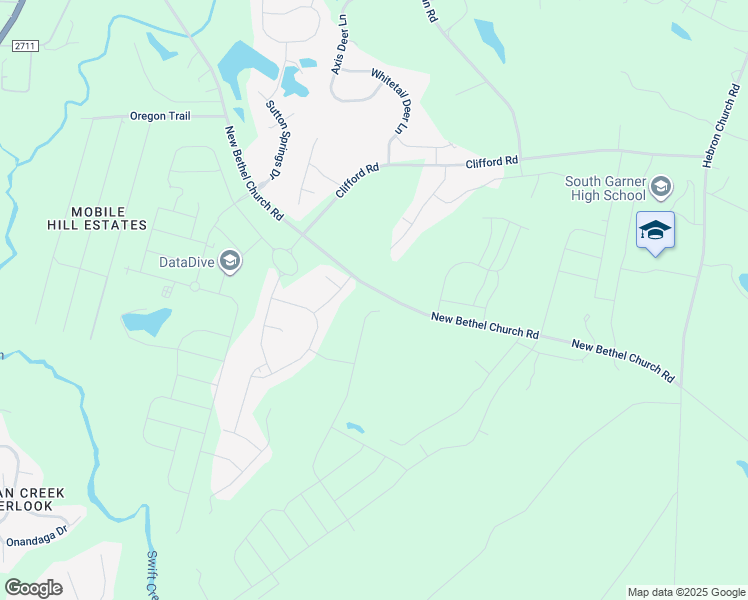 map of restaurants, bars, coffee shops, grocery stores, and more near 154 Karlov Road in Garner