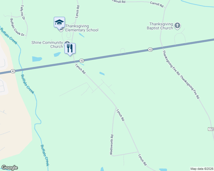 map of restaurants, bars, coffee shops, grocery stores, and more near 42 E Battery Cir in Johnston County