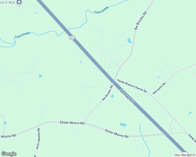 map of restaurants, bars, coffee shops, grocery stores, and more near 116 Mistake Way in Siler City
