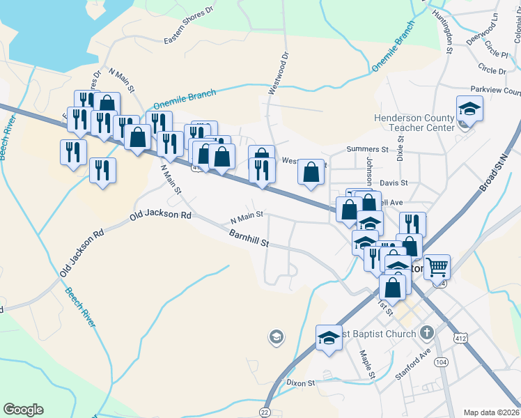 map of restaurants, bars, coffee shops, grocery stores, and more near 306 North Main Street in Lexington