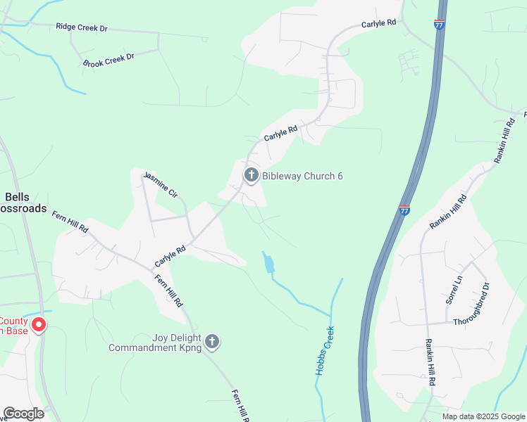 map of restaurants, bars, coffee shops, grocery stores, and more near Carlyle Road in Troutman