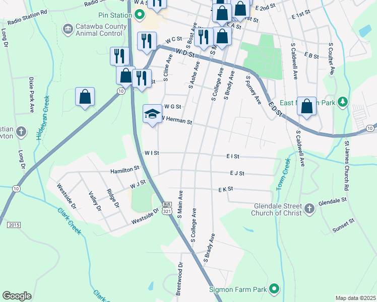 map of restaurants, bars, coffee shops, grocery stores, and more near 757 South Main Avenue in Newton