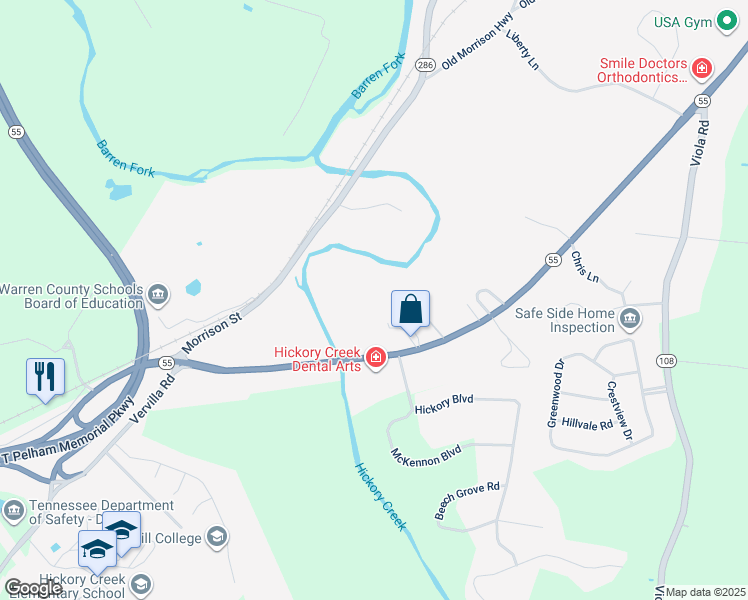map of restaurants, bars, coffee shops, grocery stores, and more near 2612 South Chancery Street in McMinnville