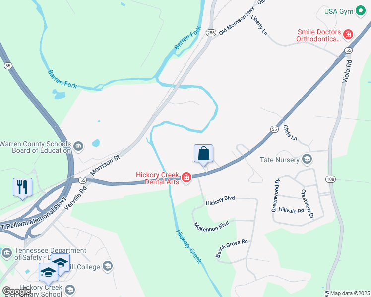 map of restaurants, bars, coffee shops, grocery stores, and more near 2612 South Chancery Street in McMinnville