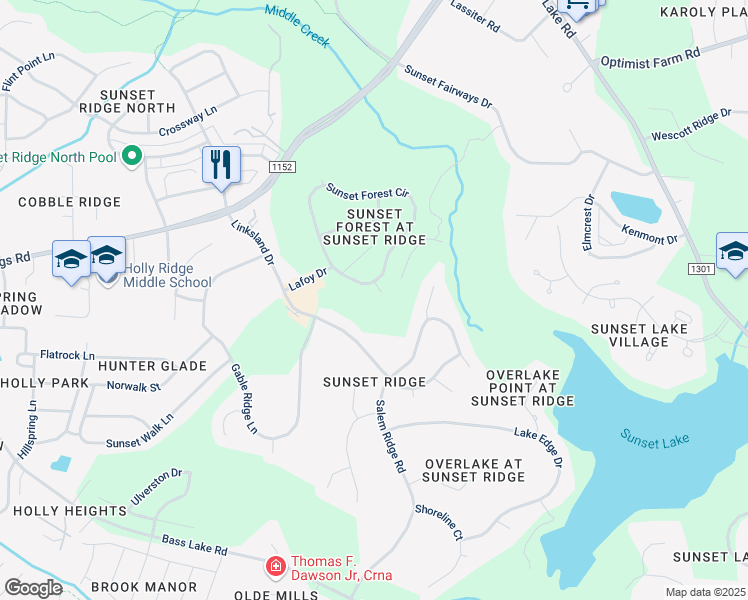 map of restaurants, bars, coffee shops, grocery stores, and more near 4900 Devils Ridge Court in Holly Springs