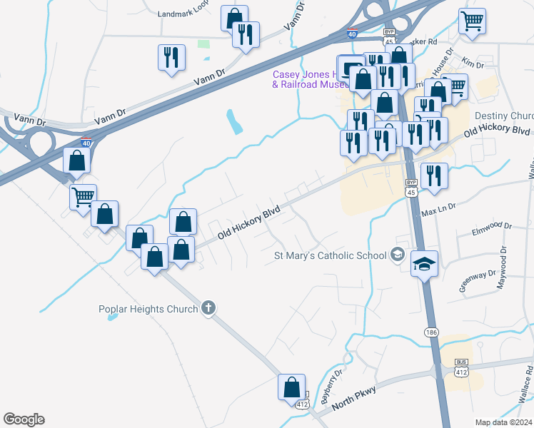 map of restaurants, bars, coffee shops, grocery stores, and more near 5 Littleberry Cove in Jackson