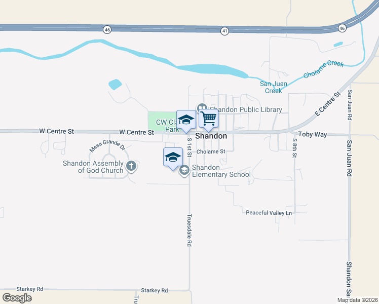 map of restaurants, bars, coffee shops, grocery stores, and more near 2 North 1st Street in Shandon