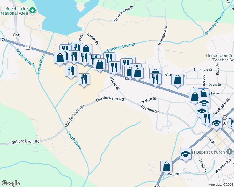map of restaurants, bars, coffee shops, grocery stores, and more near 391 North Main Street in Lexington