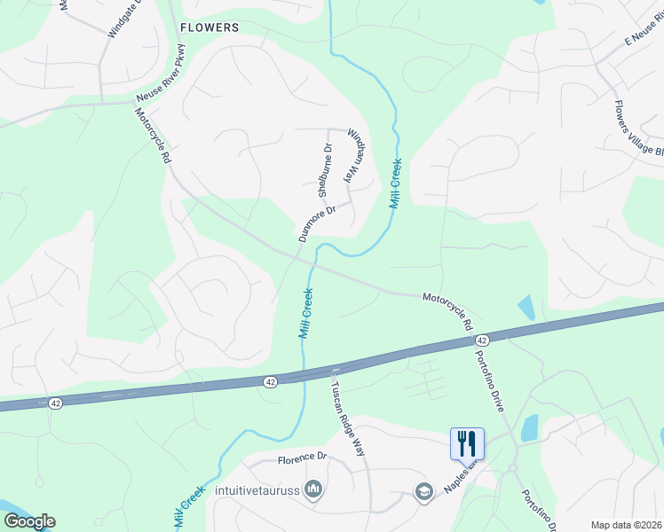 map of restaurants, bars, coffee shops, grocery stores, and more near 40 Dunmore Drive in Clayton