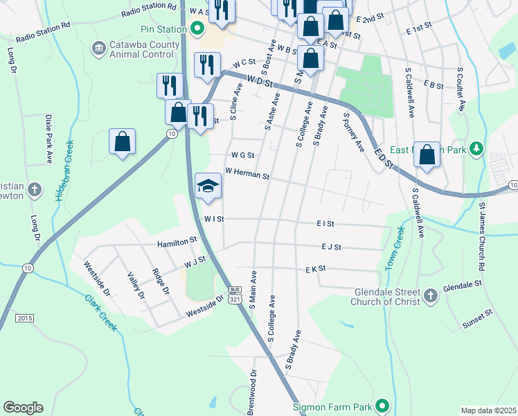 map of restaurants, bars, coffee shops, grocery stores, and more near 744 South Main Avenue in Newton