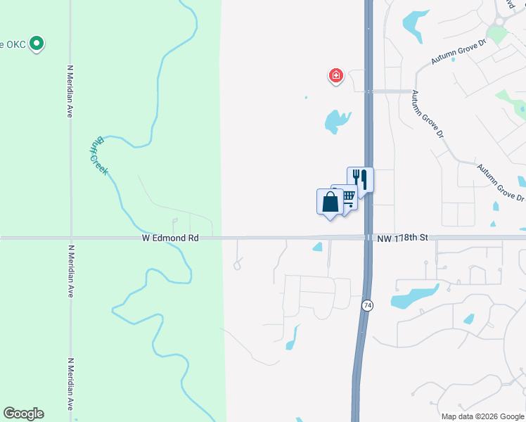 map of restaurants, bars, coffee shops, grocery stores, and more near 3951-3999 Northwest 178th Street in Edmond