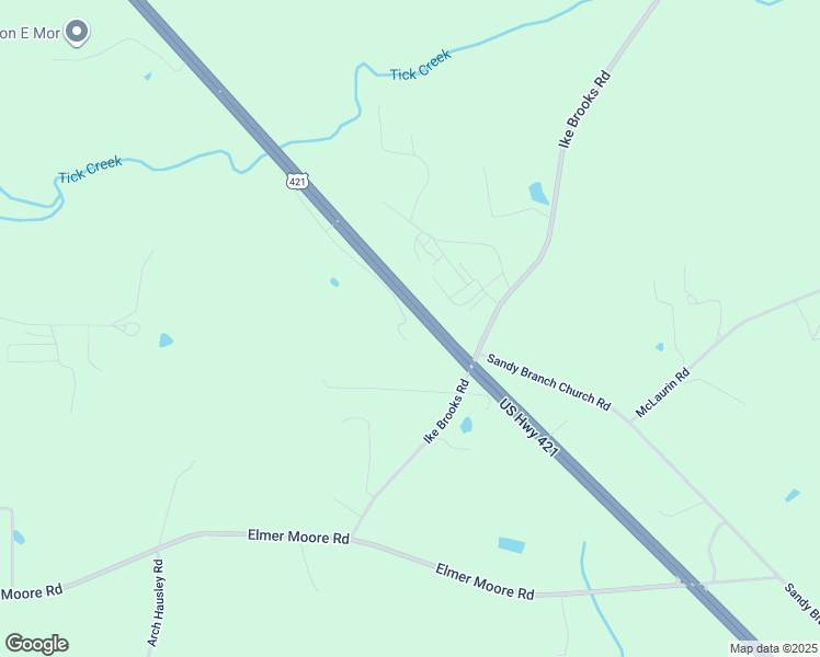 map of restaurants, bars, coffee shops, grocery stores, and more near 116 Mistake Way in Siler City