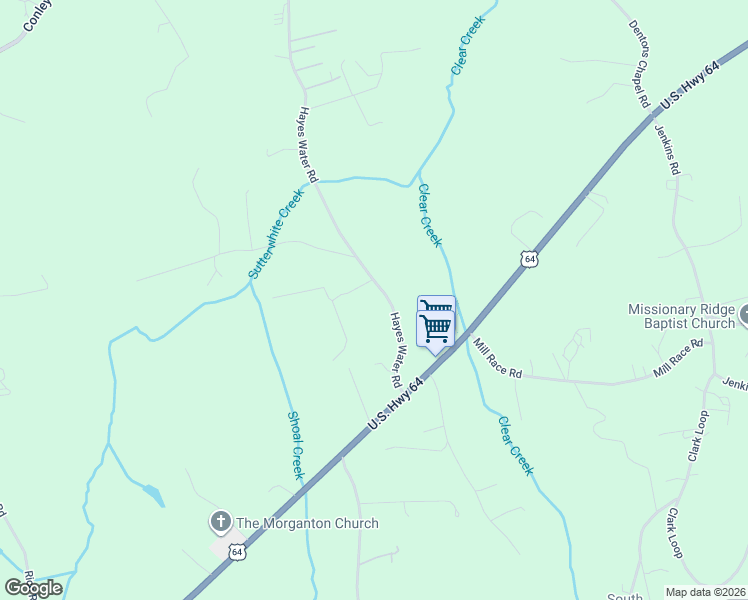 map of restaurants, bars, coffee shops, grocery stores, and more near 5572 Hayes Water Road in Morganton