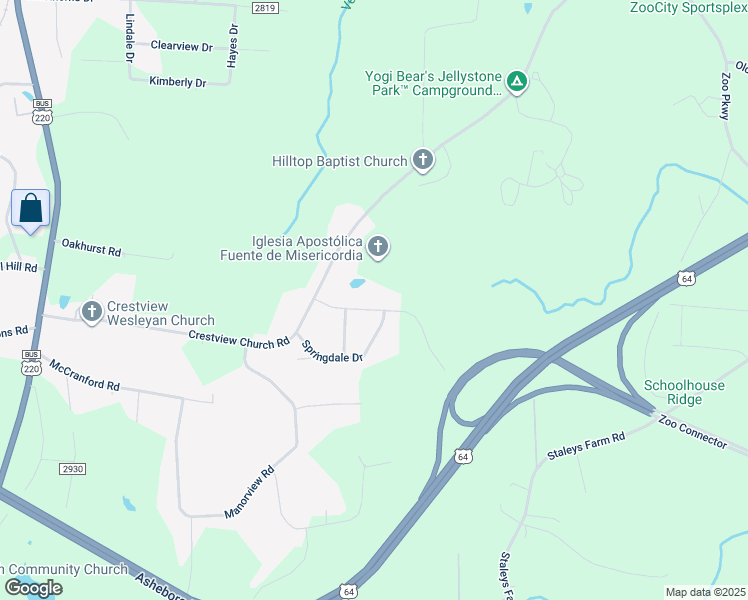 map of restaurants, bars, coffee shops, grocery stores, and more near 535 Roc Wood Drive in Asheboro