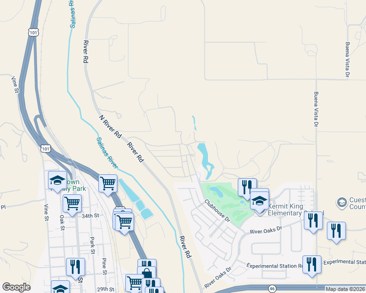 map of restaurants, bars, coffee shops, grocery stores, and more near 2182 Gamay Lane in Paso Robles