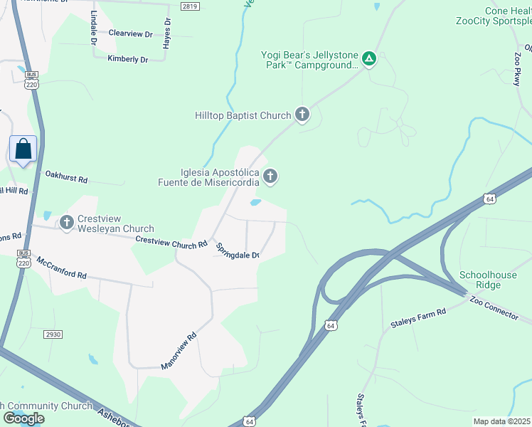 map of restaurants, bars, coffee shops, grocery stores, and more near 535 Roc Wood Drive in Asheboro