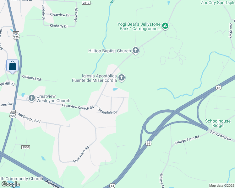 map of restaurants, bars, coffee shops, grocery stores, and more near 535 Roc Wood Drive in Asheboro