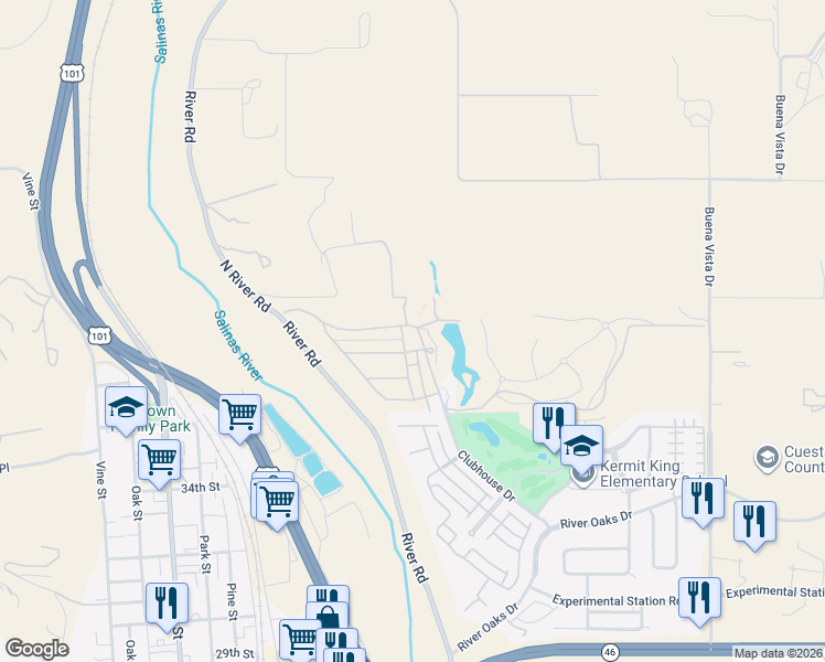 map of restaurants, bars, coffee shops, grocery stores, and more near 2182 Gamay Lane in Paso Robles