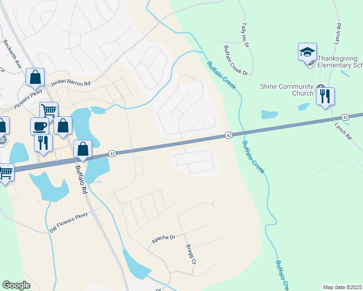map of restaurants, bars, coffee shops, grocery stores, and more near 484 Mallard Loop Drive in Clayton