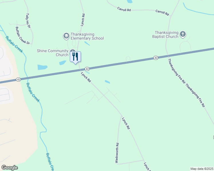 map of restaurants, bars, coffee shops, grocery stores, and more near 42 E Battery Cir in Johnston County