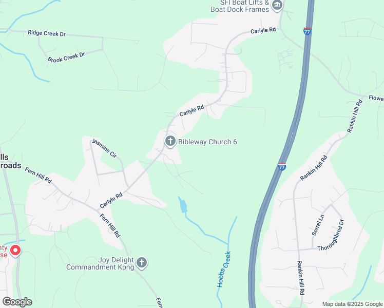 map of restaurants, bars, coffee shops, grocery stores, and more near Carlyle Road in Troutman