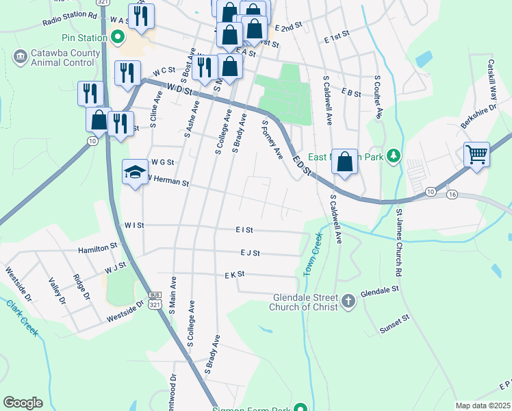 map of restaurants, bars, coffee shops, grocery stores, and more near 323 East Herman Street in Newton