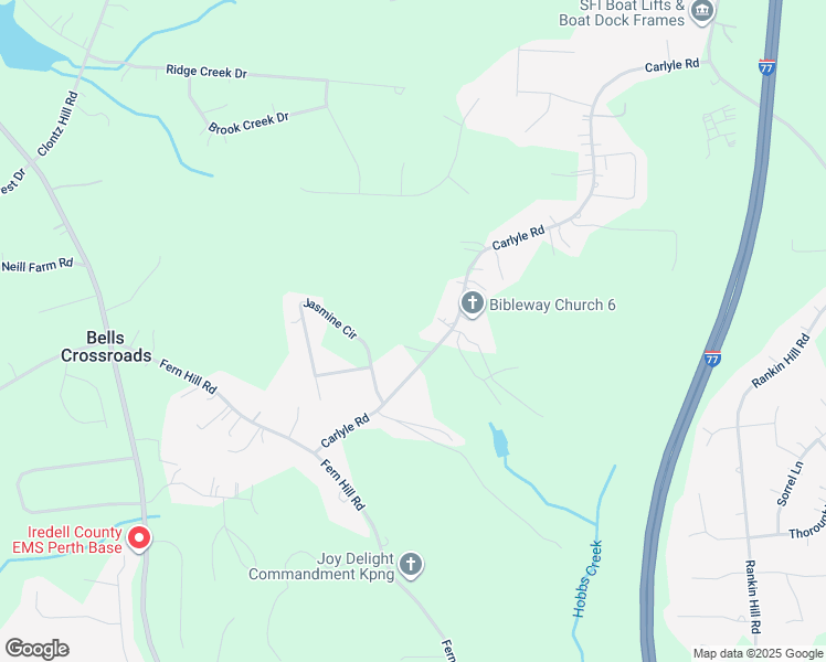 map of restaurants, bars, coffee shops, grocery stores, and more near Carlyle Road in Troutman