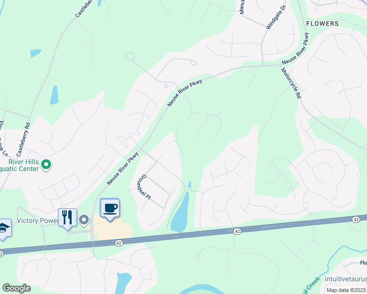 map of restaurants, bars, coffee shops, grocery stores, and more near 353 Daffodil Lane in Clayton