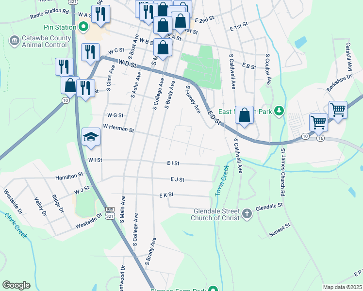 map of restaurants, bars, coffee shops, grocery stores, and more near 323 East Herman Street in Newton
