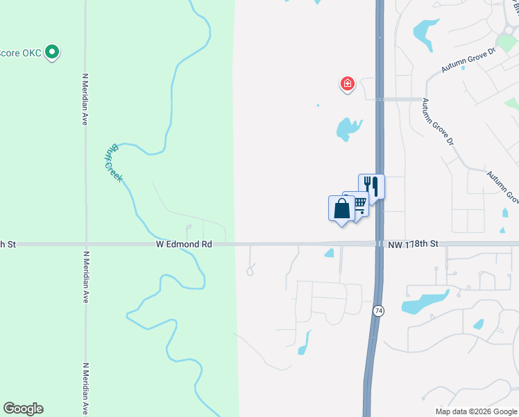 map of restaurants, bars, coffee shops, grocery stores, and more near 3951-3999 Northwest 178th Street in Edmond