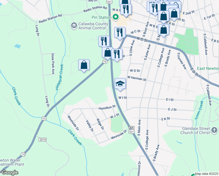 map of restaurants, bars, coffee shops, grocery stores, and more near 734 Southwest Boulevard in Newton