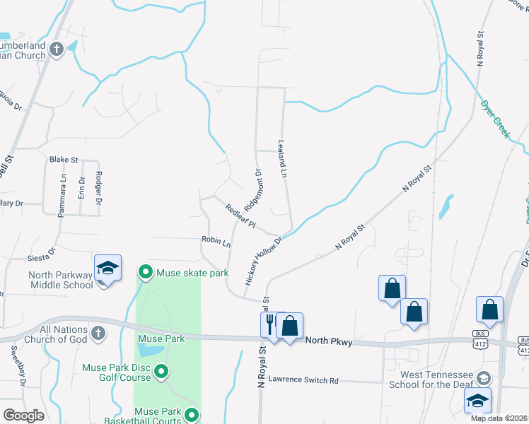 map of restaurants, bars, coffee shops, grocery stores, and more near 36 Red Oak Cove in Jackson